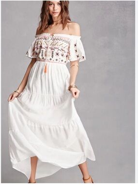 Lulumari cottagecore festive white tiered summer dress